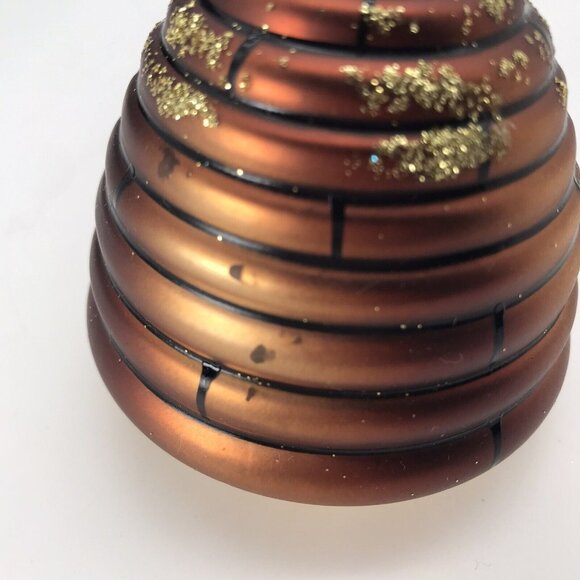 Vintage Czech Republic Art Glass Ornament Fuzzy Bee Honey Comb Bumblebee - Picture 4 of 7